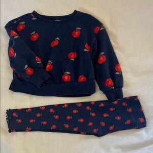 Carter’s Navy Blue Apple Print Sweater and Leggings Set